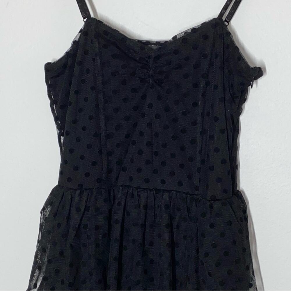 S Heritage 1981 Black Mesh Tulle Velvet Polka Dot Tiered Ruffle Mini Party Dress - Picture 4 of 7